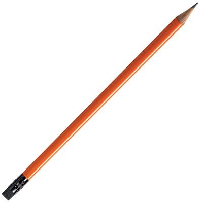 WOOD PENCIL in Orange with Black Eraser