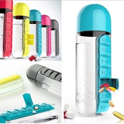 2-IN-1 DAILY PILL BOX ORGANISER with Water Bottle 600ml