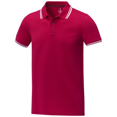 AMARAGO SHORT SLEEVE MENS TIPPING POLO in Red