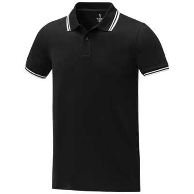 AMARAGO SHORT SLEEVE MENS TIPPING POLO in Solid Black