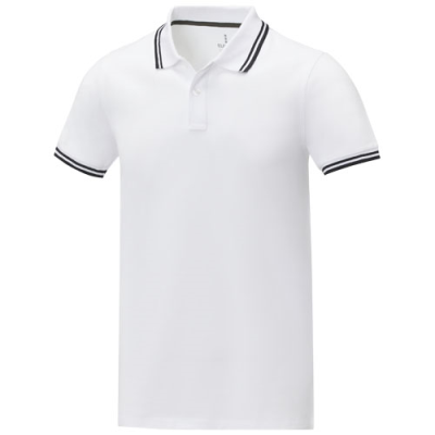 AMARAGO SHORT SLEEVE MENS TIPPING POLO in White