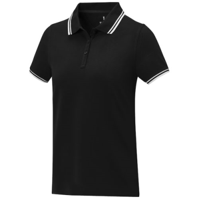 AMARAGO SHORT SLEEVE WOMENS TIPPING POLO in Solid Black