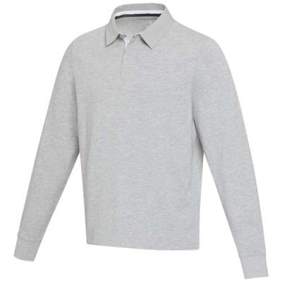 CLYDE UNISEX ORGANIC RUGBY POLO SWEATSHIRT in Heather Grey