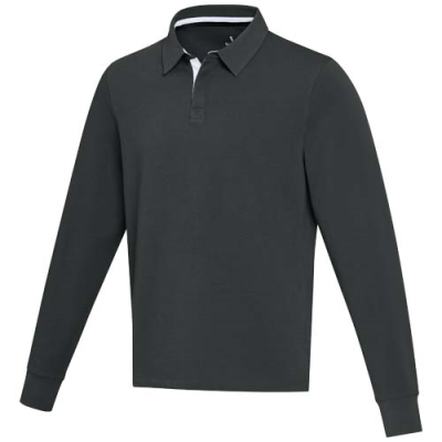 CLYDE UNISEX ORGANIC RUGBY POLO SWEATSHIRT in Solid Black