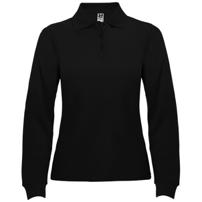 ESTRELLA LONG SLEEVE LADIES POLO in Solid Black