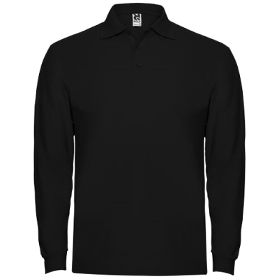 ESTRELLA LONG SLEEVE MENS POLO in Solid Black