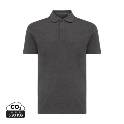 IQONIQ YOSEMITE RECYCLED COTTON PIQUE POLO in Heather Anthracite Grey