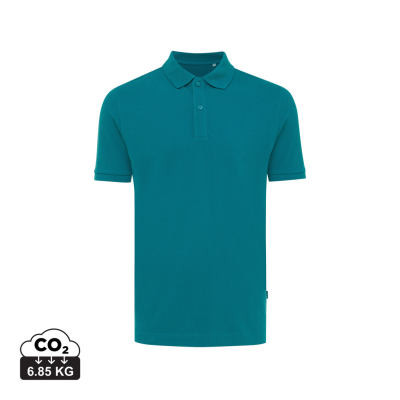 IQONIQ YOSEMITE RECYCLED COTTON PIQUE POLO in Verdigris