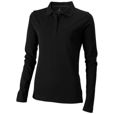 OAKVILLE LONG SLEEVE WOMENS POLO in Solid Black