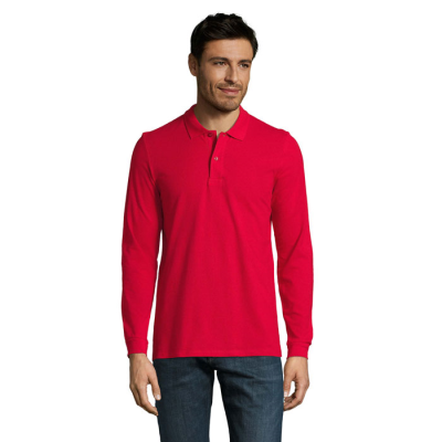 PERFECT MEN LSL POLO 180G in Red