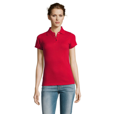 PRIME LADIES POLYCOTTON POLO in Red