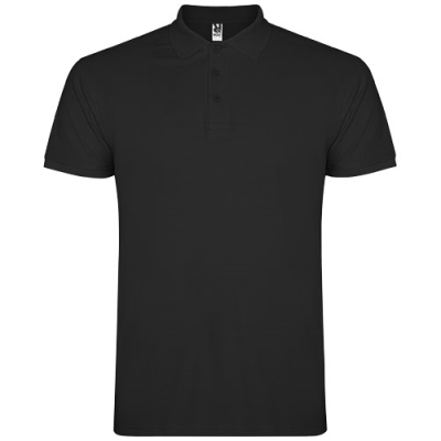 STAR SHORT SLEEVE CHILDRENS POLO in Solid Black