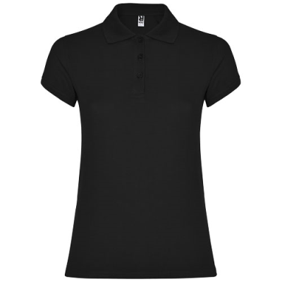 STAR SHORT SLEEVE LADIES POLO in Solid Black