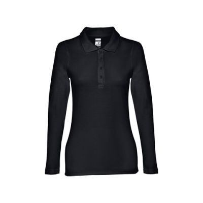 THC BERN LADIES LADIES LONG SLEEVE POLO SHIRT - L in Black