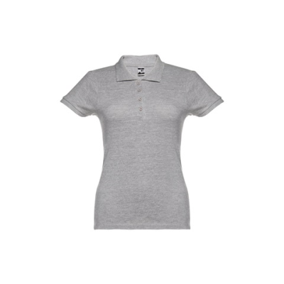 THC EVE LADIES POLO SHIRT - L in Heather Pale Grey