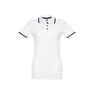 THC ROME LADIES WH LADIES POLO SHIRT with Contrast Colour Trim & Buttons - L in White