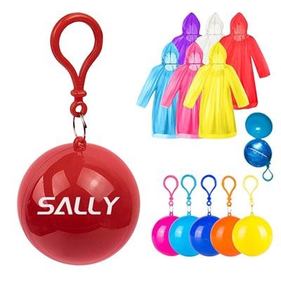 KEYRING CHAIN BALL PONCHO DISPOSABLE RAINCOAT