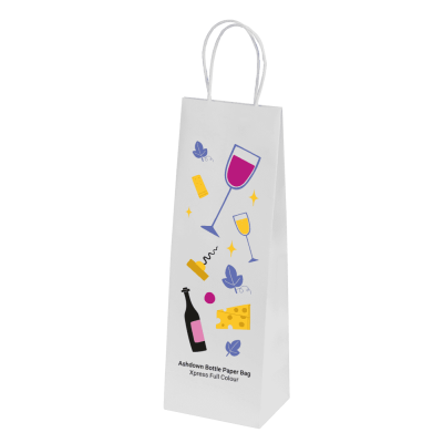 BAGS - ASHDOWN BOTTLE PAPER GIFT BAG with Twisted Handles - White - 200Gsm