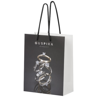 HANDMADE 170 G & M2 INTEGRA PAPER BAG with Plastic Handles - Medium in White & Solid Black