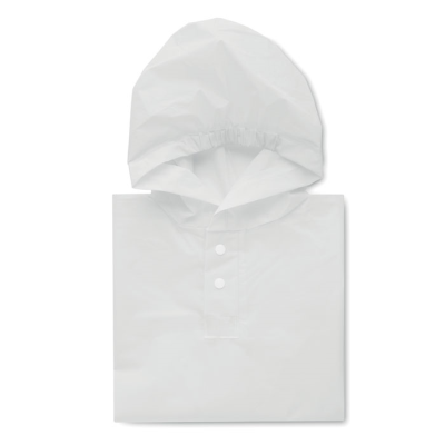 PEVA KID RAIN COAT with Hood in White