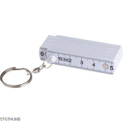 KEYRING with Folding Ruler in White