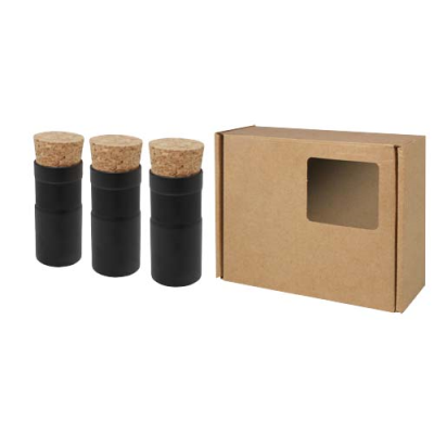 HEY POTS DESK TOP GARDEN HERB MIX - SET OF THREE in Solid Black