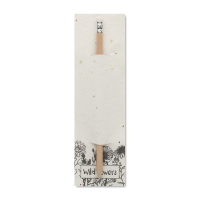 NATURAL PENCIL in Seeded Pouch in White