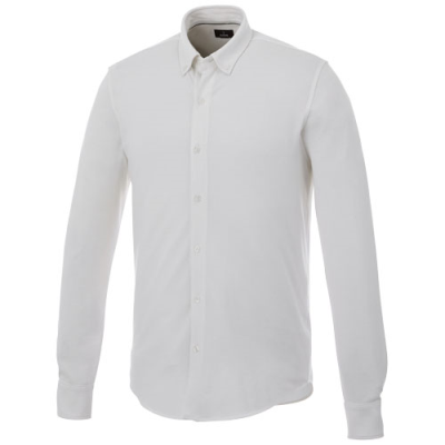 BIGELOW LONG SLEEVE MENS PIQUE SHIRT in White