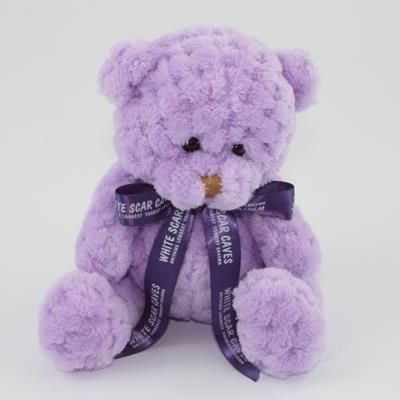 15CM BOW ORCHID WAFFLE BEAR