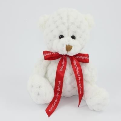 15CM BOW SNOWDROP WAFFLE BEAR