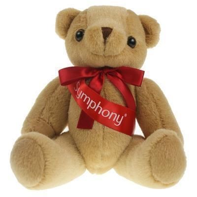 25CM HONEY JOINTED BEAR with Sash