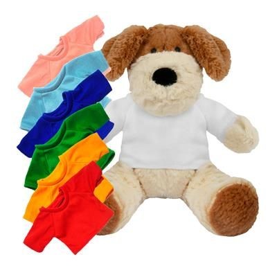 PRINTED PROMOTIONAL SOFT TOY 20CM DARCY DOG with Coloured Tee Shirt