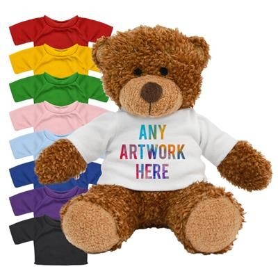 PRINTED PROMOTIONAL SOFT TOY ANNE TEDDY BEAR with Coloured T-Shirt