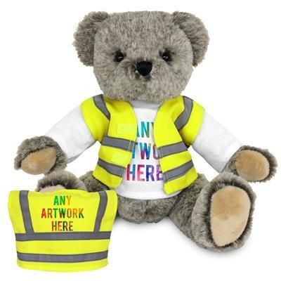 PRINTED PROMOTIONAL SOFT TOY ARCHIE TEDDY BEAR with HI-VIS VEST