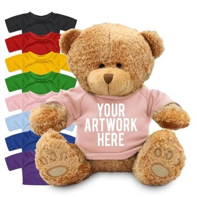 PRINTED PROMOTIONAL SOFT TOY EDWARD I TEDDY BEAR with Coloured Tee Shirt