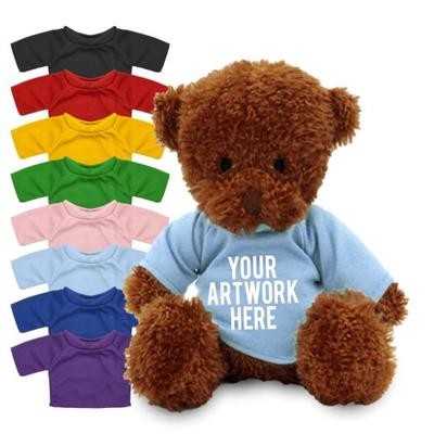 PRINTED PROMOTIONAL SOFT TOY JAMES I TEDDY BEAR with Coloured Tee Shirt