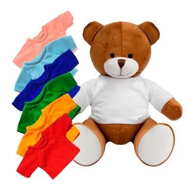 PRINTED PROMOTIONAL SOFT TOY RICHARD TEDDY BEAR with Coloured Tee Shirt