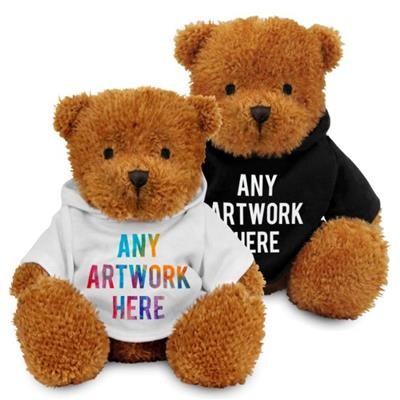 PROMOTIONAL SOFT TOY JAMES II TEDDY BEAR with PRINTED HOODY