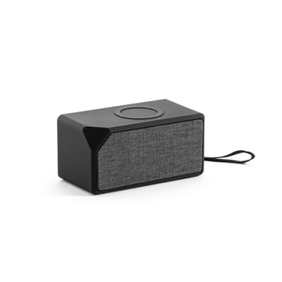 GRUBBS ABS PORTABLE SPEAKER with Cordless Charger in Black