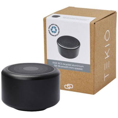 RISE 3W RCS RECYCLED ALUMINIUM METAL BLUETOOTH® MINI SPEAKER in Solid Black