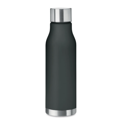 600ML RPET BOTTLE with Stainless Steel Cap in Transparent Grey