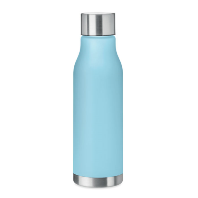 600ML RPET BOTTLE with Stainless Steel Cap in Transparent Light Blue