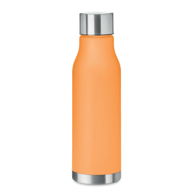 600ML RPET BOTTLE with Stainless Steel Cap in Transparent Orange