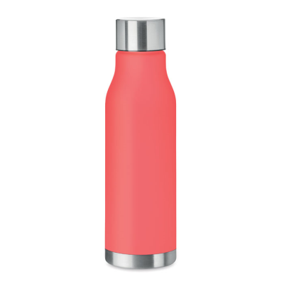 600ML RPET BOTTLE with Stainless Steel Cap in Transparent Red