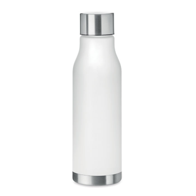 600ML RPET BOTTLE with Stainless Steel Cap in Transparent White