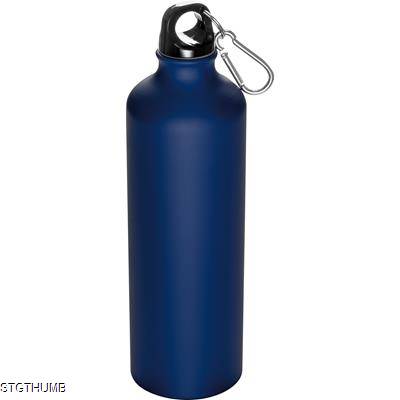 800ML STAINLESS STEEL METAL DRINK BOTTLE with Snap Hook in Dark Blue