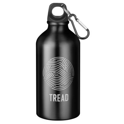 ACTION ALUMINIUM METAL WATER BOTTLE with Carabiner Clip - 550Ml Black