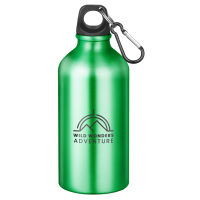 ACTION ALUMINIUM METAL WATER BOTTLE with Carabiner Clip - 550Ml Green