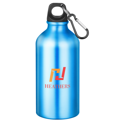 ACTION ALUMINIUM METAL WATER BOTTLE with Carabiner Clip - 550Ml Light Blue