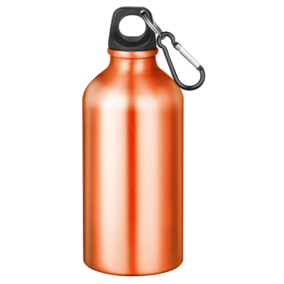 ACTION ALUMINIUM METAL WATER BOTTLE with Carabiner Clip - 550Ml Orange